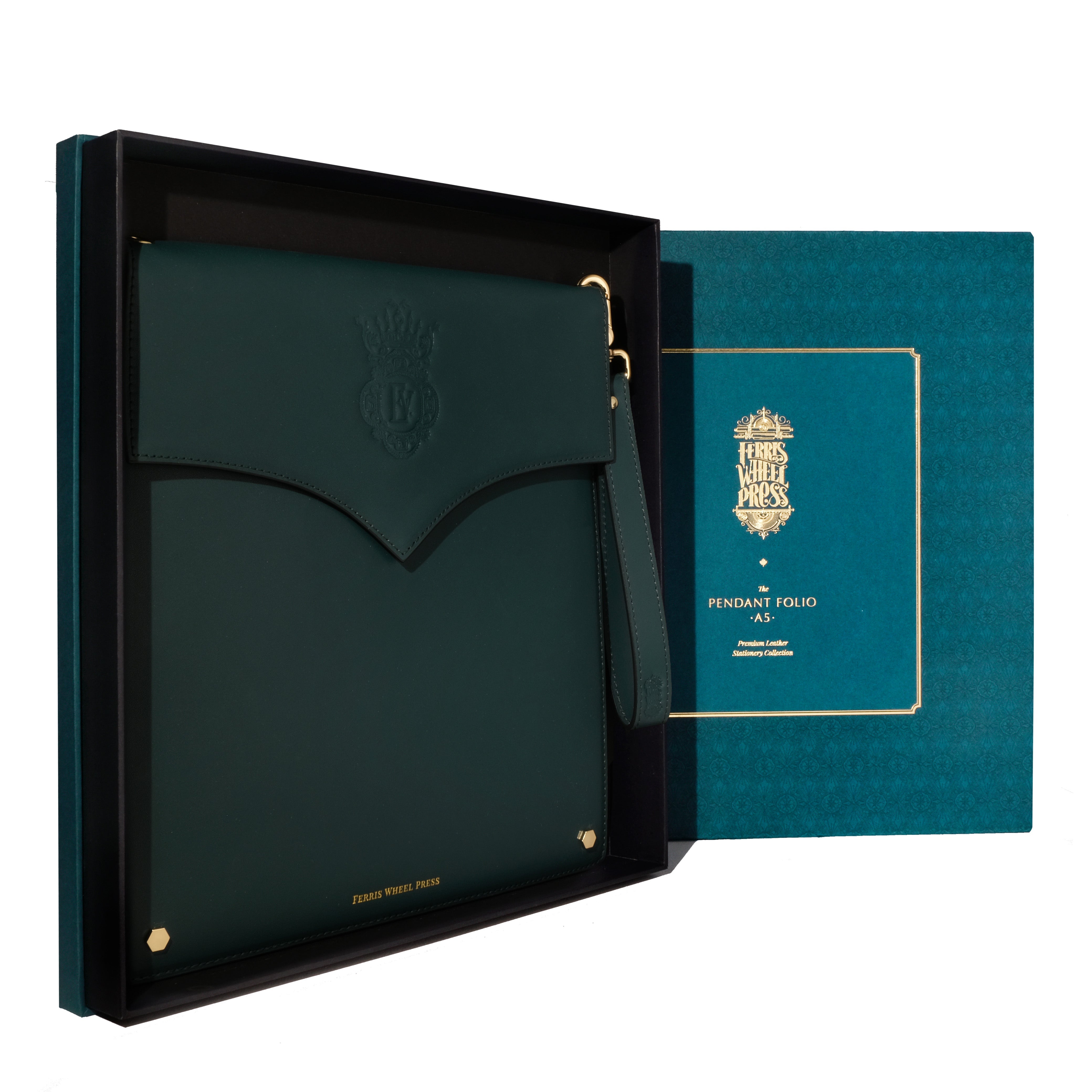 Leather Stationery Collection - The Pendant Folio A5 / Deep Teal